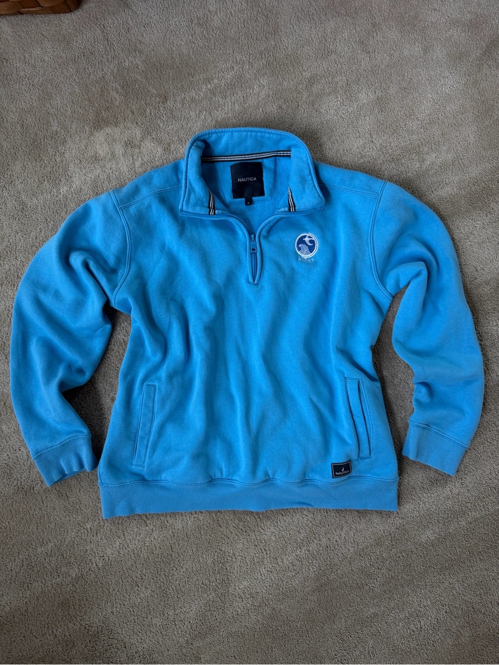 Nautica Men's Turquoise Blue Half-Zip Fleece Pullover